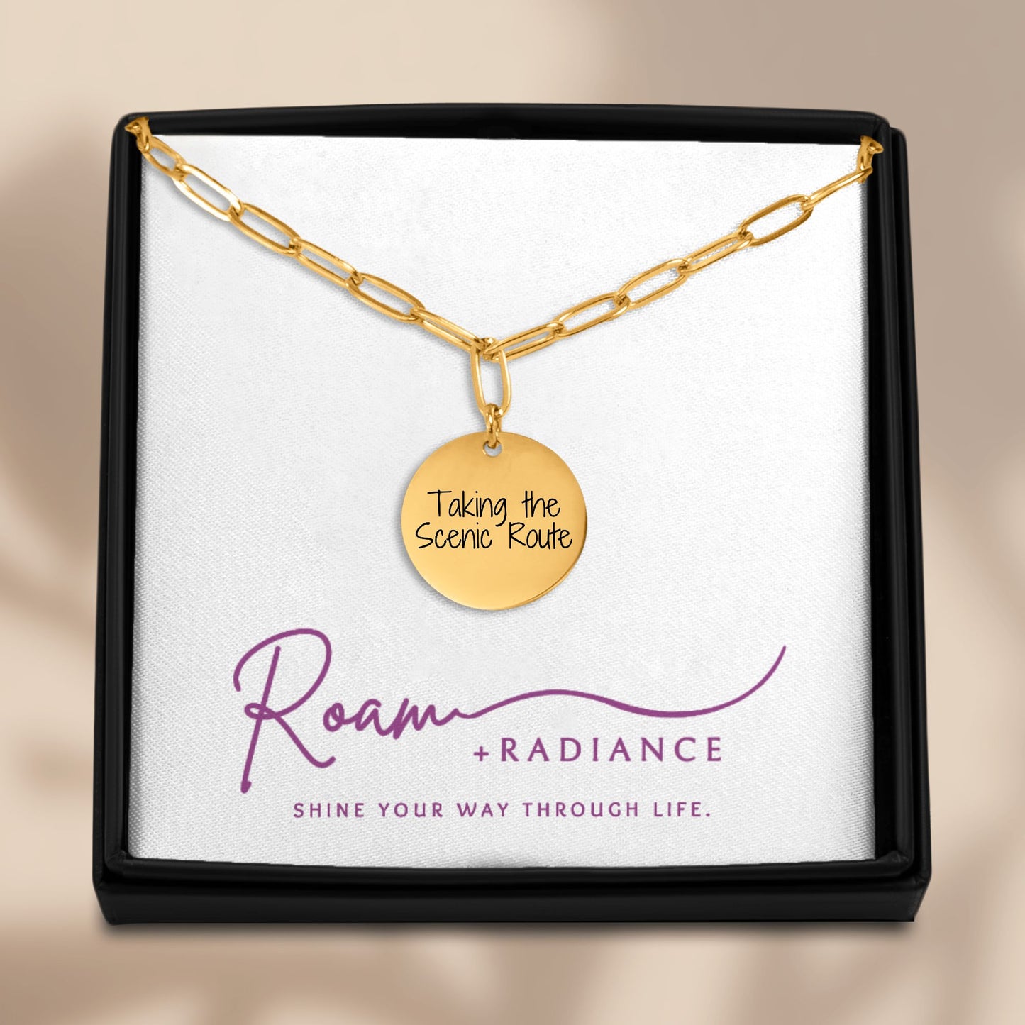 "Taking the Scenic Route" Paperclip chain Coin Necklace