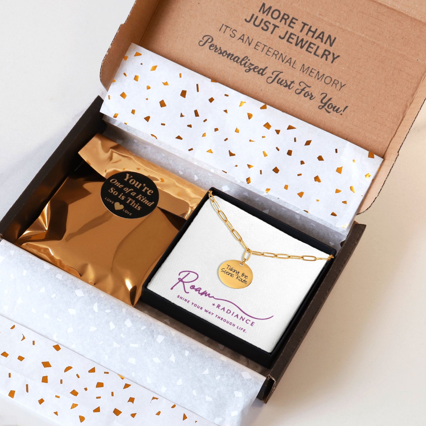"Taking the Scenic Route" Paperclip chain Coin Necklace